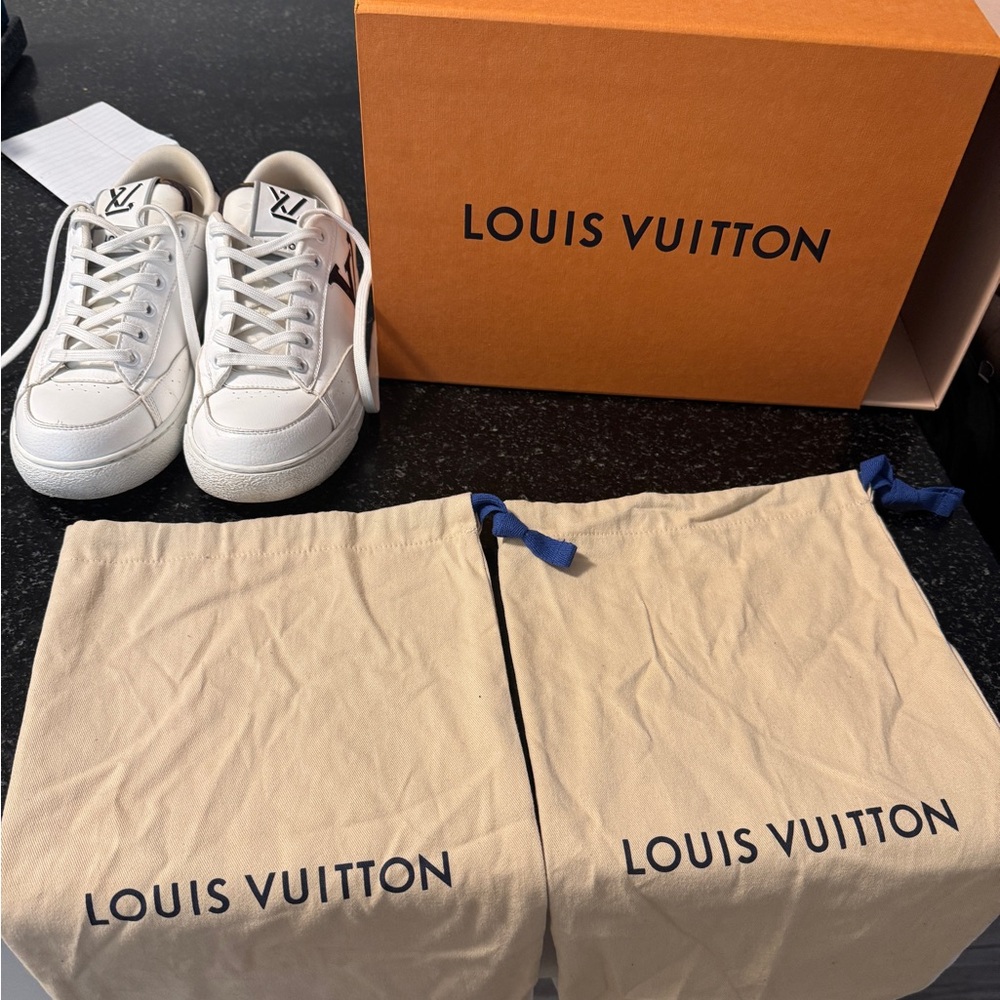 Louis Vuitton White and Brown Sneakers
